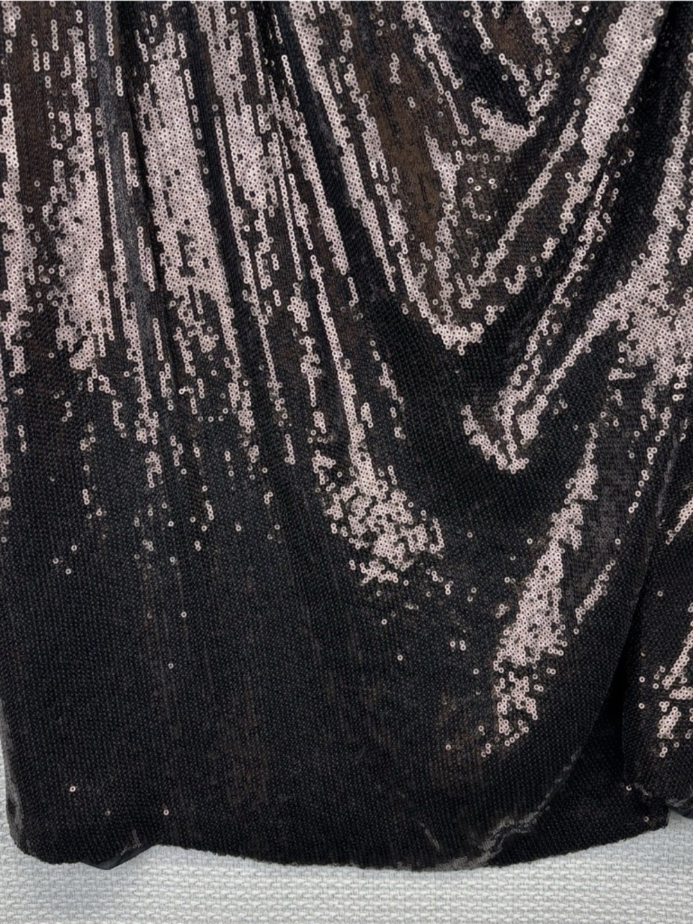 Badgley Mischka One Shoulder Bronze/Brown Sequined Mini Cocktail Party Dress XL - Picture 5 of 10